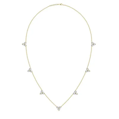 LADIES NECKLACE 1 CT ROUND DIAMOND 14K YELLOW GOLD