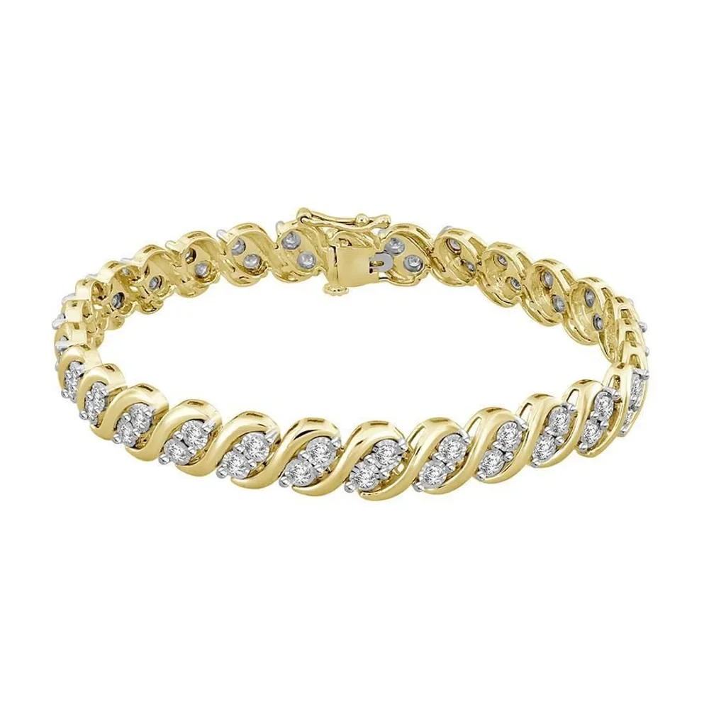 LADIES BRACELET 2 CT ROUND DIAMOND 10K YELLOW GOLD