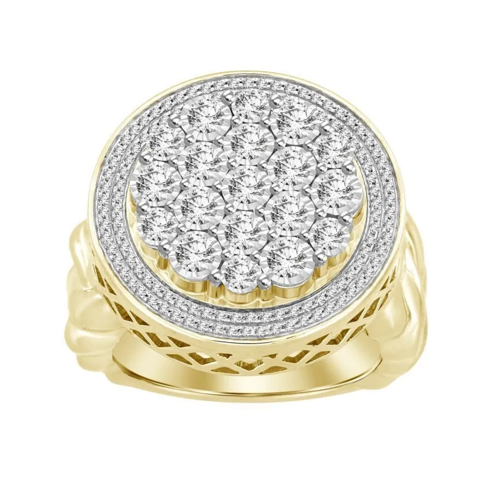 LADIES RING 1 CT ROUND DIAMOND 10K YELLOW GOLD