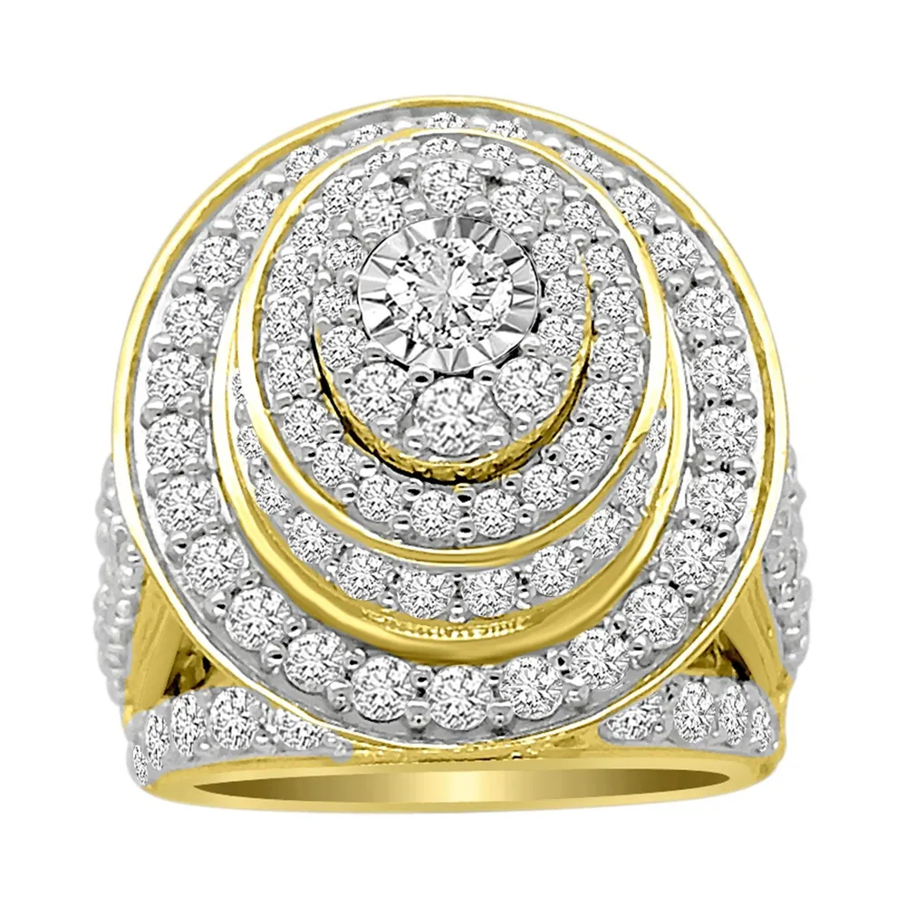 LADIES RING 5 CT ROUND DIAMOND 10K YELLOW GOLD