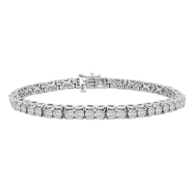 LADIES BRACELET 3 CT ROUND DIAMOND 10K WHITE GOLD