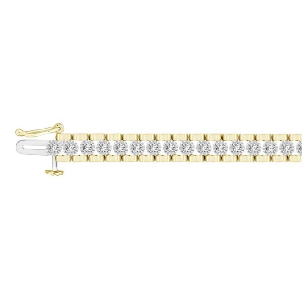 LADIES BRACELET 1 CT ROUND DIAMOND 10K YELLOW GOLD