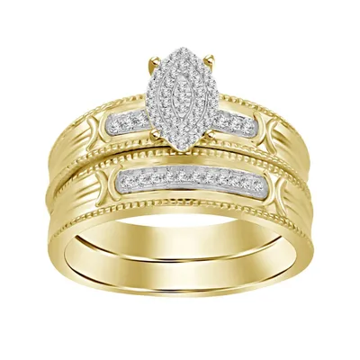 LADIES BRIDAL RING SET 1/ CT ROUND DIAMOND 10K YELLOW GOLD