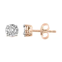 LADIES EARRINGS 1/4 CT ROUND DIAMOND 10K ROSE GOLD