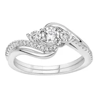 LADIES RING 1/3 CT ROUND DIAMOND 10K WHITE GOLD