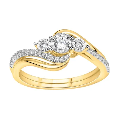 LADIES RING 1/3 CT ROUND DIAMOND 10K YELLOW GOLD