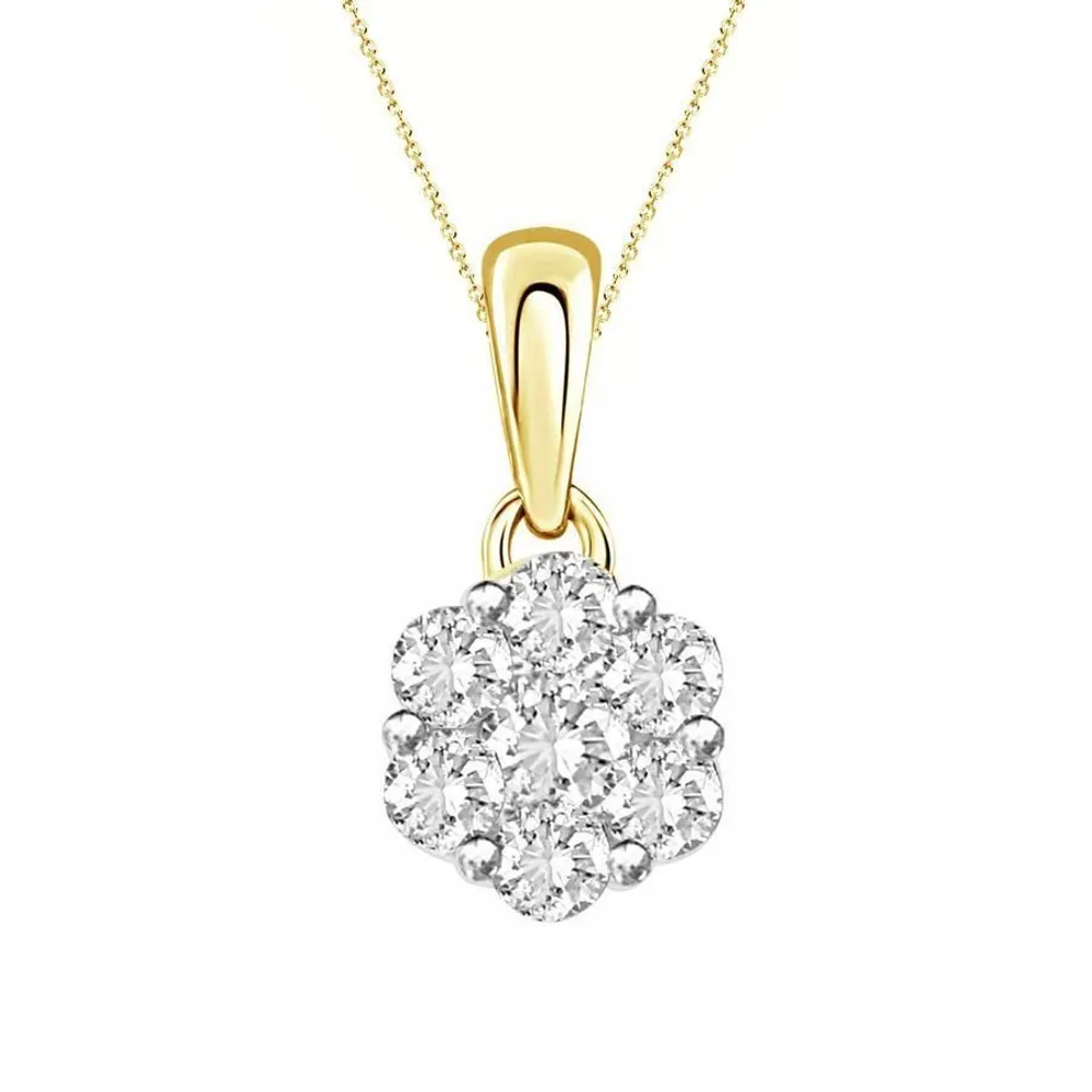 LADIES PENDANT 1/2 CT ROUND DIAMOND 14K YELLOW GOLD