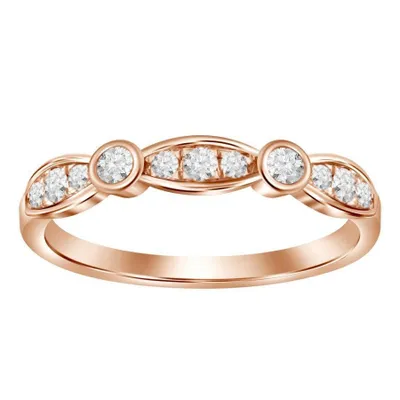 LADIES STACKABLE BAND 1/4 CT ROUND DIAMOND 14K ROSE GOLD