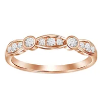 LADIES STACKABLE BAND 1/4 CT ROUND DIAMOND 14K ROSE GOLD