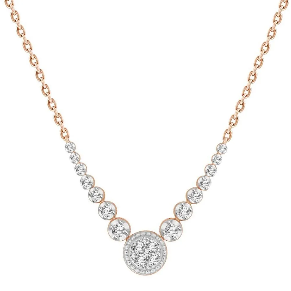 LADIES NECKLACES 1/3 CT ROUND DIAMOND 10K Rose GOLD