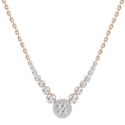 LADIES NECKLACES 1/3 CT ROUND DIAMOND 10K Rose GOLD