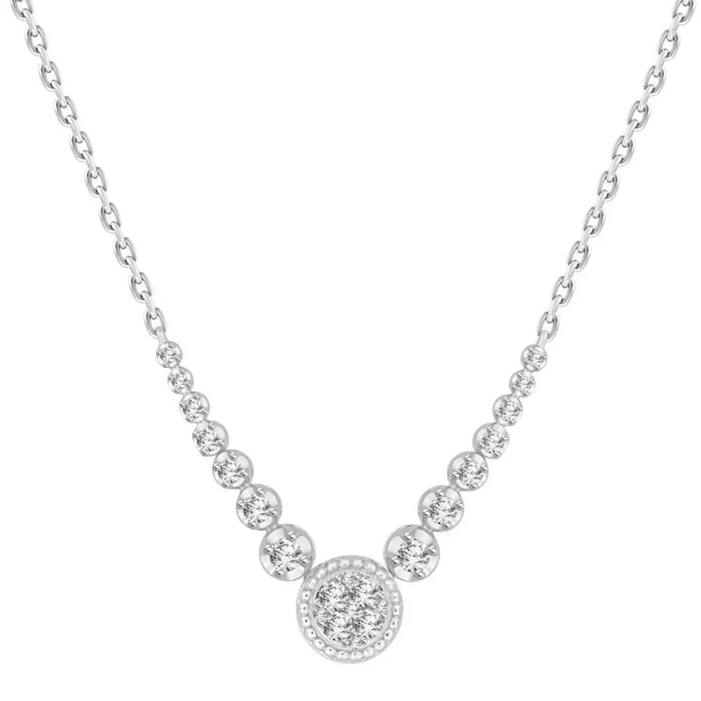 LADIES NECKLACES 1/3 CT ROUND DIAMOND 10K White GOLD