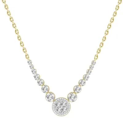 LADIES NECKLACES 1/3 CT ROUND DIAMOND 10K Yellow GOLD