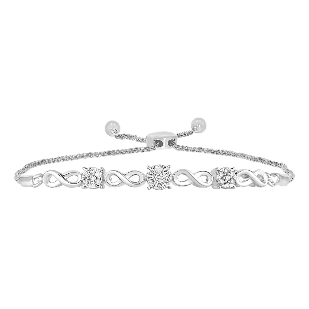 LADIES BRACELETS 1/5 CT ROUND DIAMOND 10K White GOLD