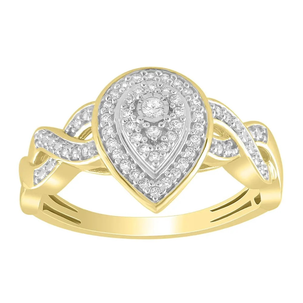 LADIES ENGAGEMENT RING 1/6 CT ROUND DIAMOND 10K YELLOW GOLD