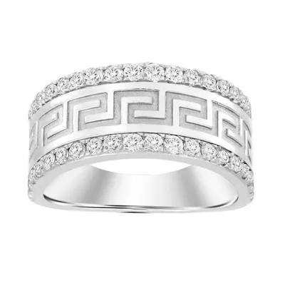 MEN’S RING 1 CT ROUND DIAMOND 14K WHITE GOLD