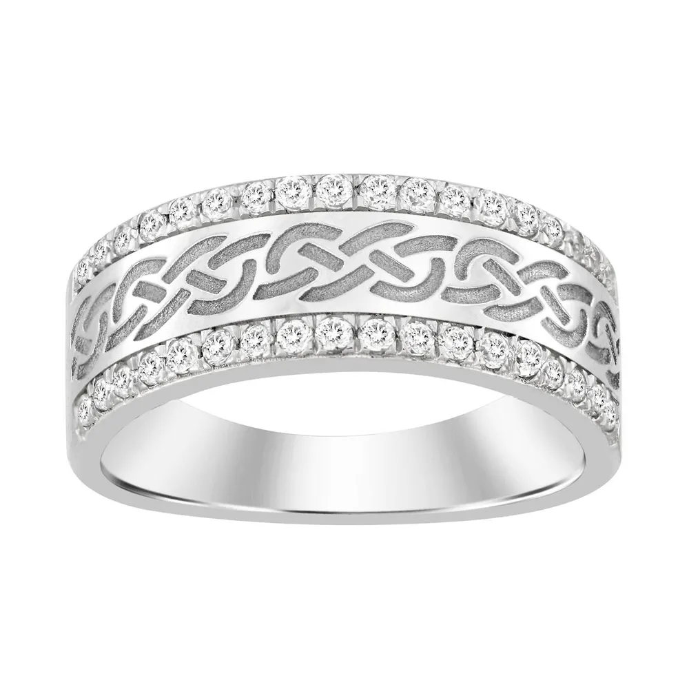 MEN’S RING 1/2 CT ROUND DIAMOND 14K WHITE GOLD