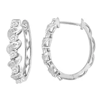 LADIES HOOPS 1/3 CT ROUND DIAMOND 10K WHITE GOLD