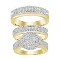 LADIES TRIO SET 1 CT ROUND/BAGUETTE DIAMOND 10KYELLOW GOLD