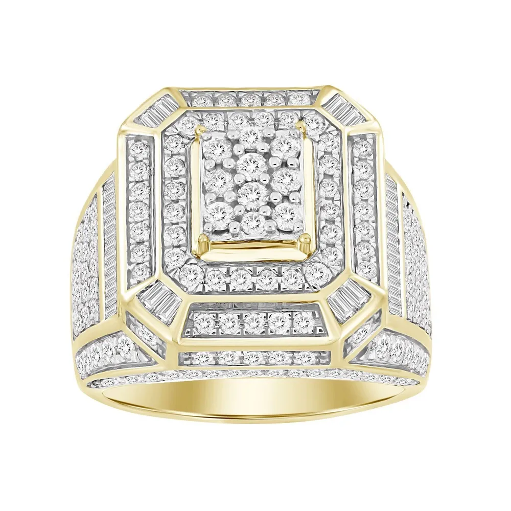 MEN’S RING / CT ROUND/BAGUETTE DIAMOND 10K GOLD