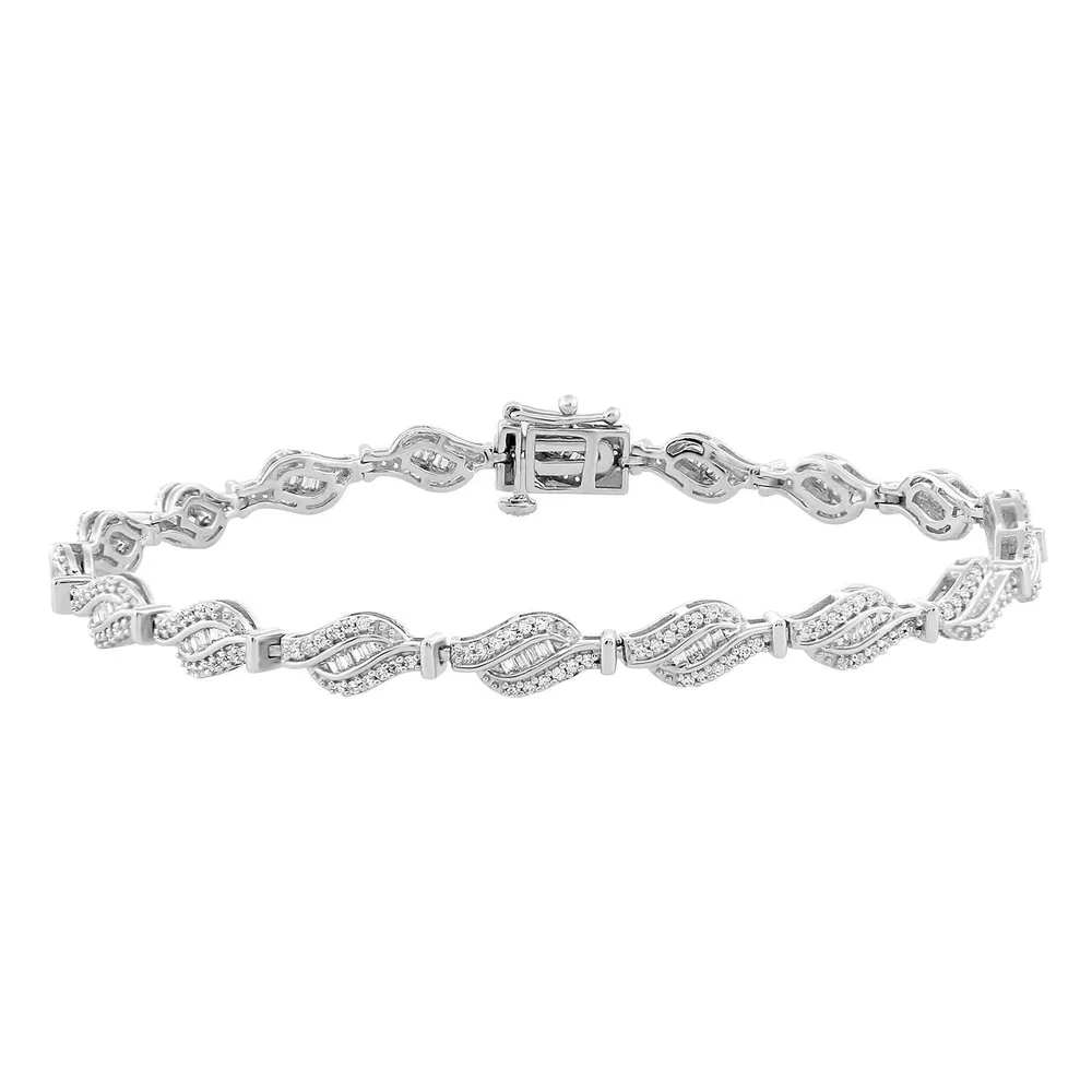 LADIES BRACELETS 1 CT ROUND/BAGUETTE DIAMOND 10K GOLD