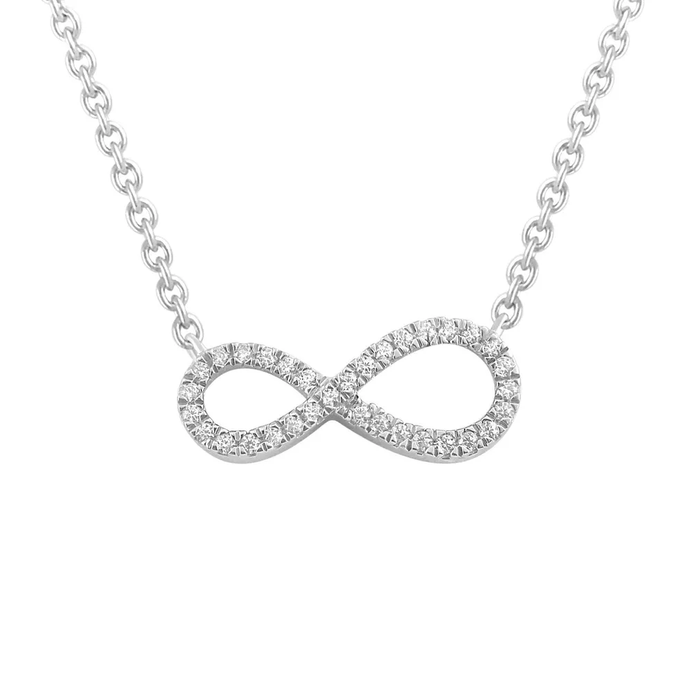 LADIES DIAMOND NECKLACE 1/ CT ROUND DIAMOND 10K WHITE GOLD