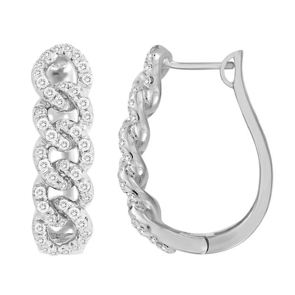 LADIES EARRING 1CT ROUND DIAMOND 10K WHITE GOLD