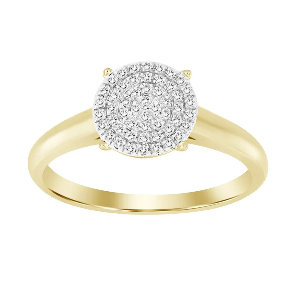 LADIES ENGAGEMENT RING 1/10 CT ROUND DIAMOND 10K YELLOW GOLD