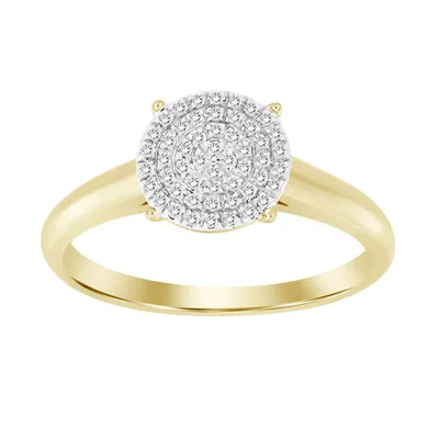 LADIES ENGAGEMENT RING 1/10 CT ROUND DIAMOND 10K YELLOW GOLD