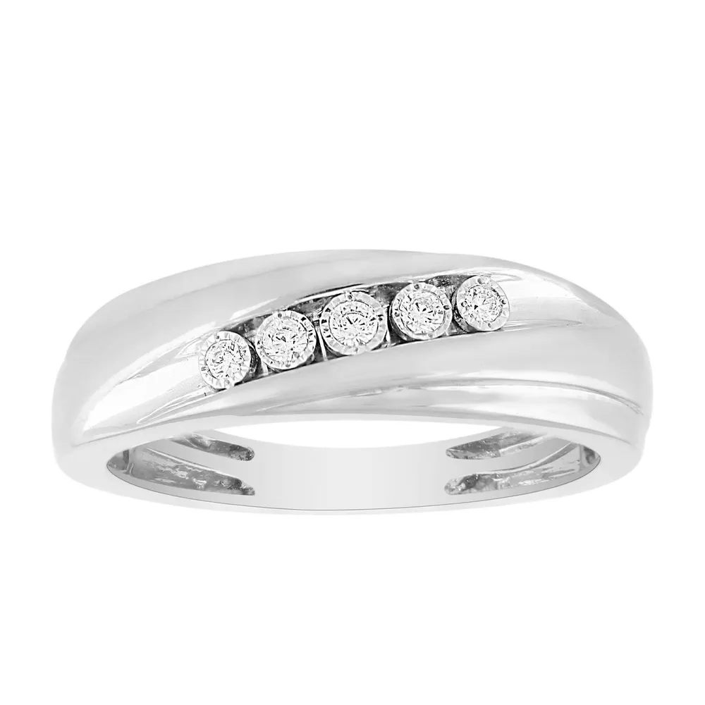 MEN’S RING 1/10 CT ROUND DIAMOND 10K WHITE GOLD