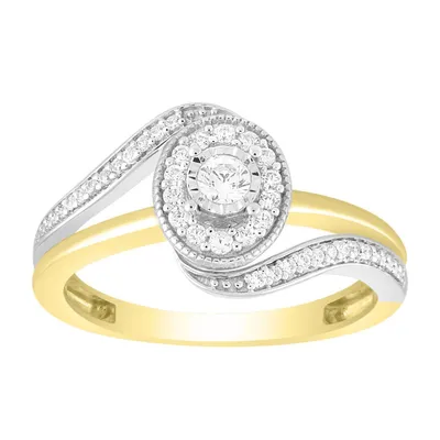 LADIES RING 1/5 CT ROUND DIAMOND 10K WHITE/YELLOW GOLD