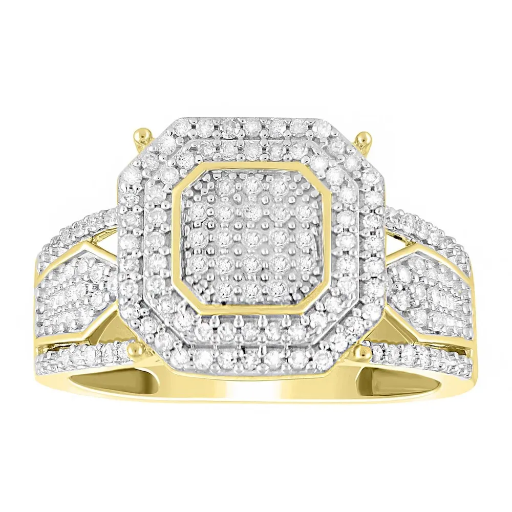 LADIES RING 1/2 CT ROUND DIAMOND 10K YELLOW GOLD