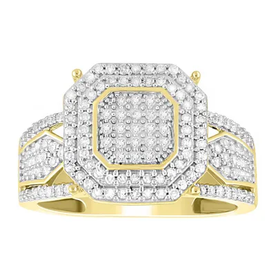 LADIES RING 1/2 CT ROUND DIAMOND 10K YELLOW GOLD