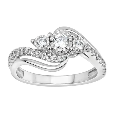 LADIES RING 1/2 CT ROUND DIAMOND 10K WHITE GOLD