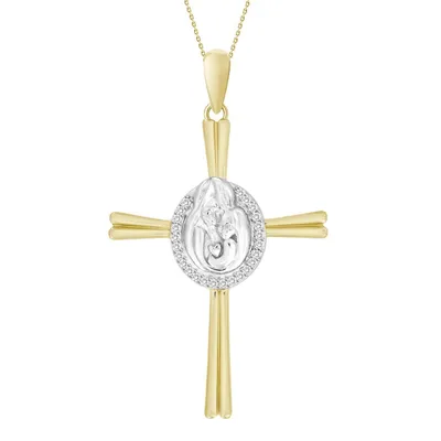 LADIES PENDANT 1/20 CT ROUND DIAMOND 10K YELLOW/WHITE GOLD