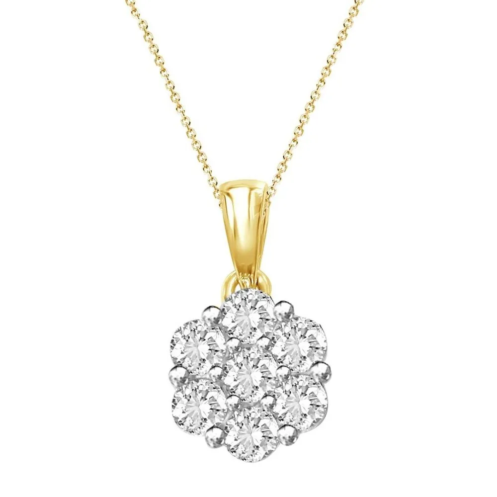 LADIES PENDANT 3/4 CT ROUND DIAMOND 14K YELLOW GOLD