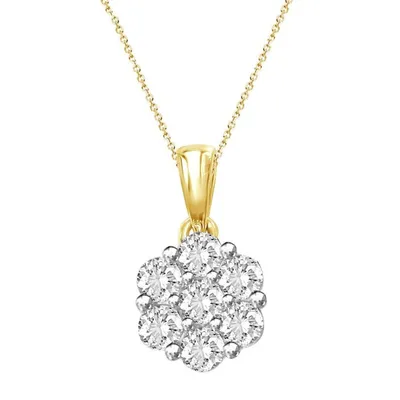 LADIES PENDANT 3/4 CT ROUND DIAMOND 14K YELLOW GOLD