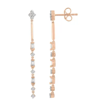 LADIES EARRING 1/4 CT ROUND DIAMOND 10K ROSE GOLD