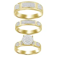 LADIES TRIO SET 1/4 CT ROUND DIAMOND 10K YELLOW GOLD