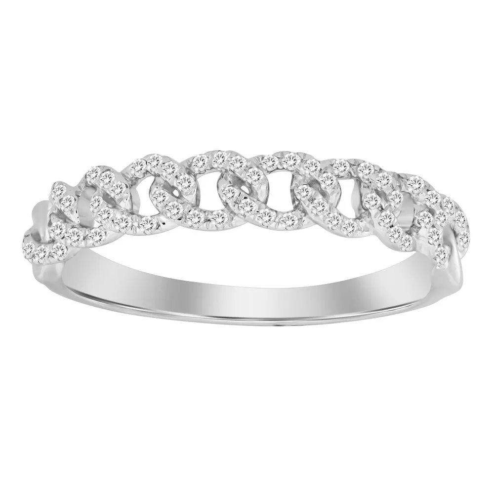 LADIES BAND 1/6 CT ROUND DIAMOND 10K WHITE GOLD