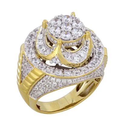 MEN’S RING 4 CT ROUND DIAMOND 14K YELLOW GOLD