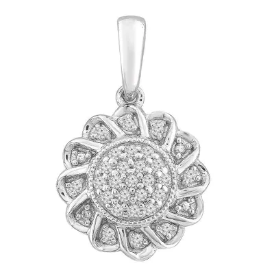 LADIES PENDANT 1/10 CT ROUND DIAMOND 10KT WHITE GOLD