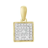 LADIES PENDANT 1/6 CT ROUND/PRINCESS DIAMOND 10K YELLOW GOLD