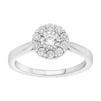 LADIES  RING 1/6 CT ROUND DIAMOND 10K WHITE GOLD