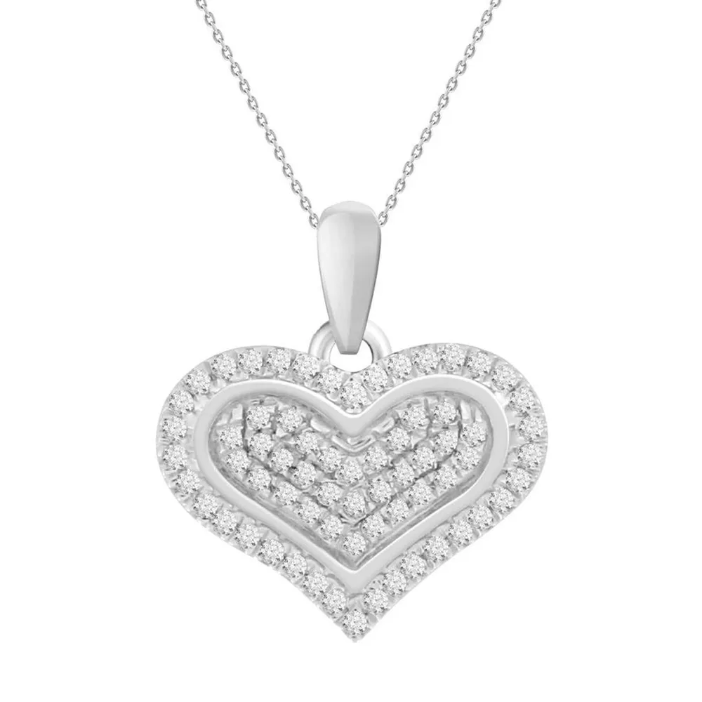 LADIES PENDANT 1/8 CT ROUND DIAMOND SILVER