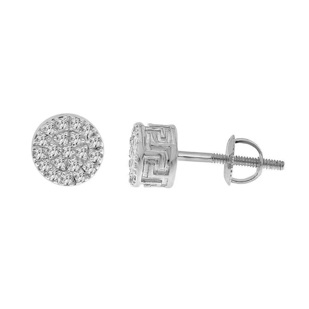 MEN’S EARRINGS 1/10 CT ROUND DIAMOND 10K WHITE GOLD