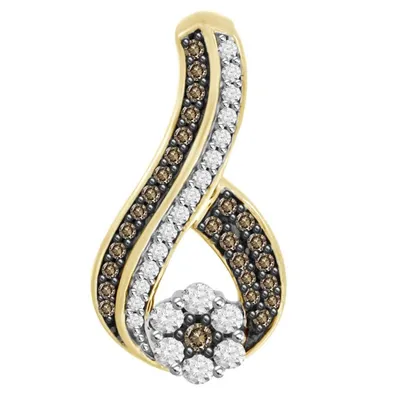 LADIES PENDANT 1/2 CT ROUND DIAMOND 10K YELLOW GOLD