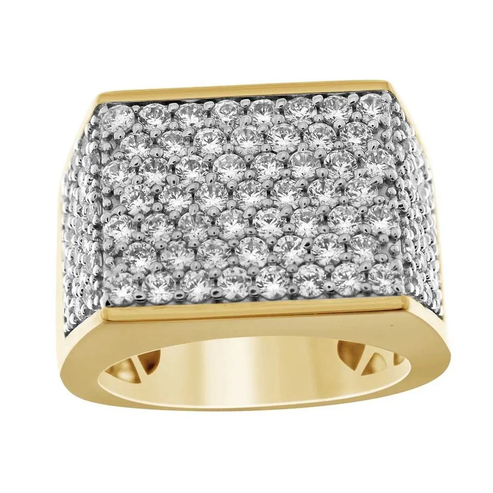 MEN’S RING 2 3/4 CT ROUND DIAMOND 10K YELLOW GOLD