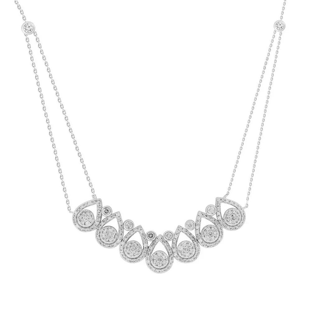 LADIES NECKLACE 3/4 CT ROUND DIAMOND 14K WHITE GOLD