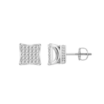 MEN’S EARRING 1/6 CT ROUND DIAMOND 10K WHITE GOLD